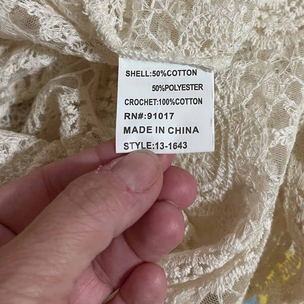 💚 SOLD 💚 NWT!! Solitaire Swim cream colored crochet cover-long sleeves Large - Picture 5 of 5